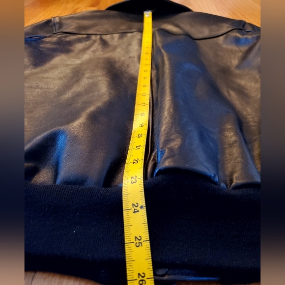 Schott Slim Leather Bomber Jacket - Black (M) - Picture 8 of 8